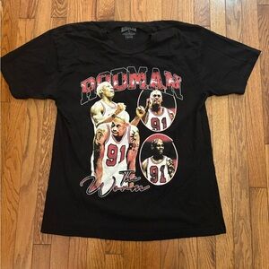 Rodman Dennis Rodman The Worm Graphic Black Men's T-Shirt